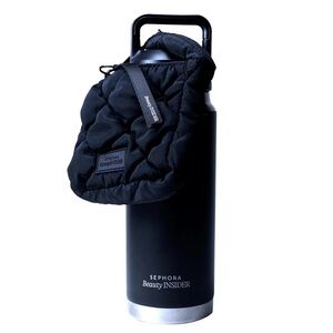 Black Sephora Beauty Insider Water Bottle + Micro-Pouch Set